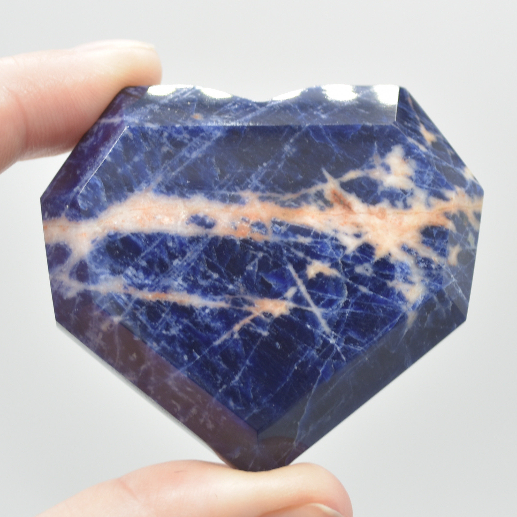 Sodalite Gemstone Faceted Heart - 5cm #04 - Image 2