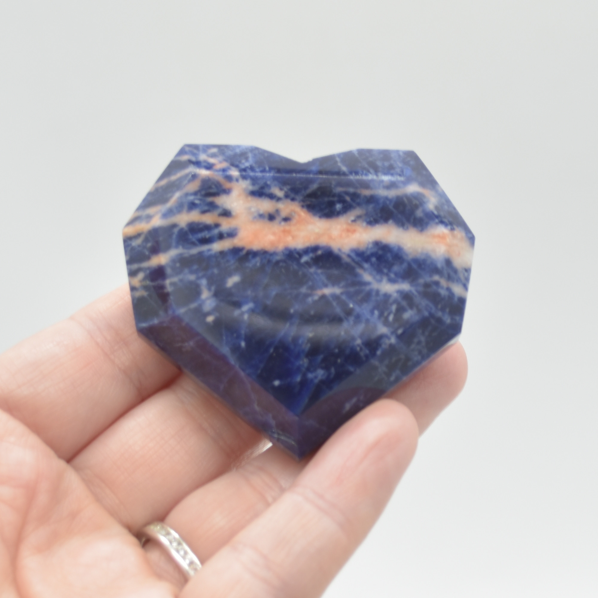 Sodalite Gemstone Faceted Heart - 5cm #04 - Image 5