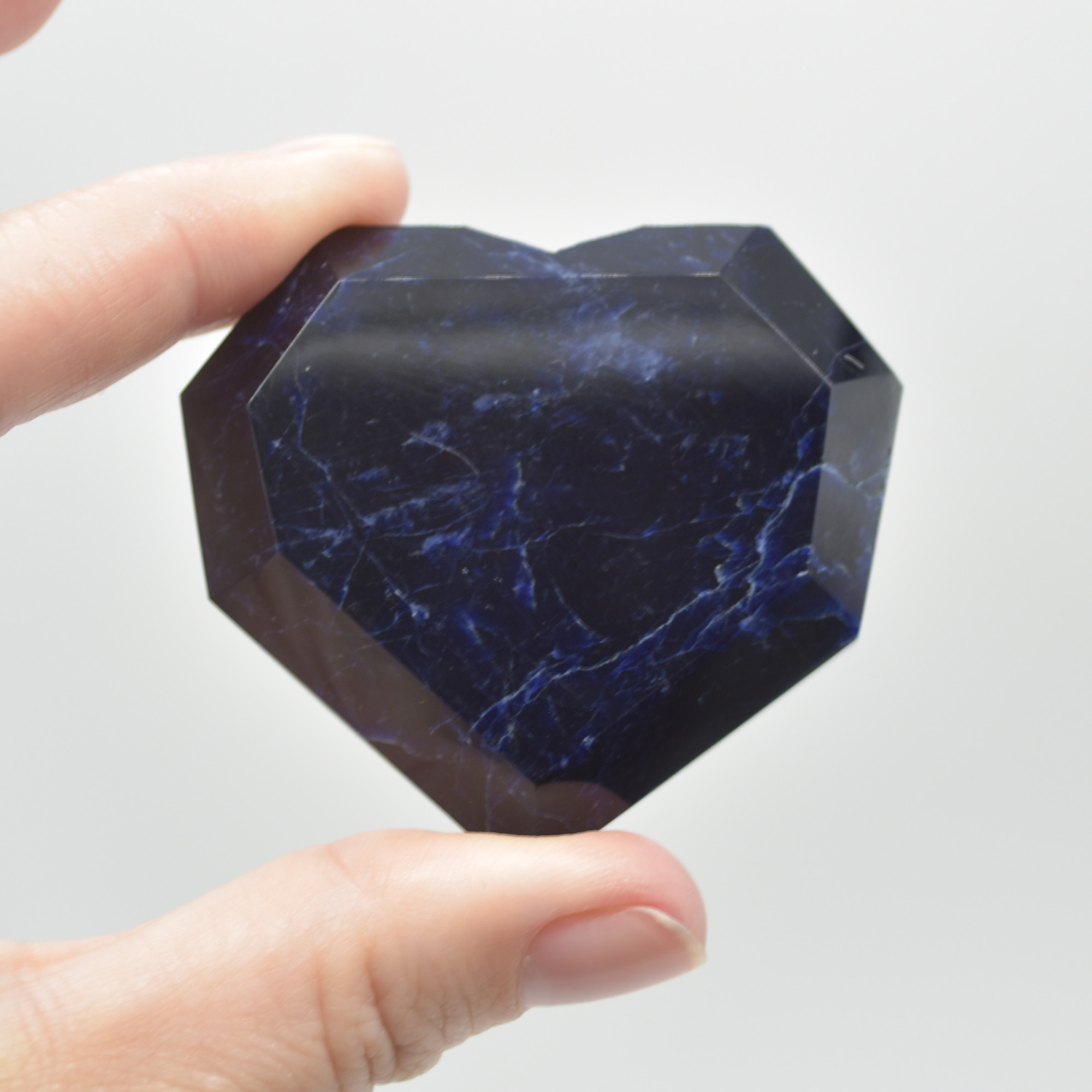 Sodalite Gemstone Faceted Heart - 5cm #06 - Image 3
