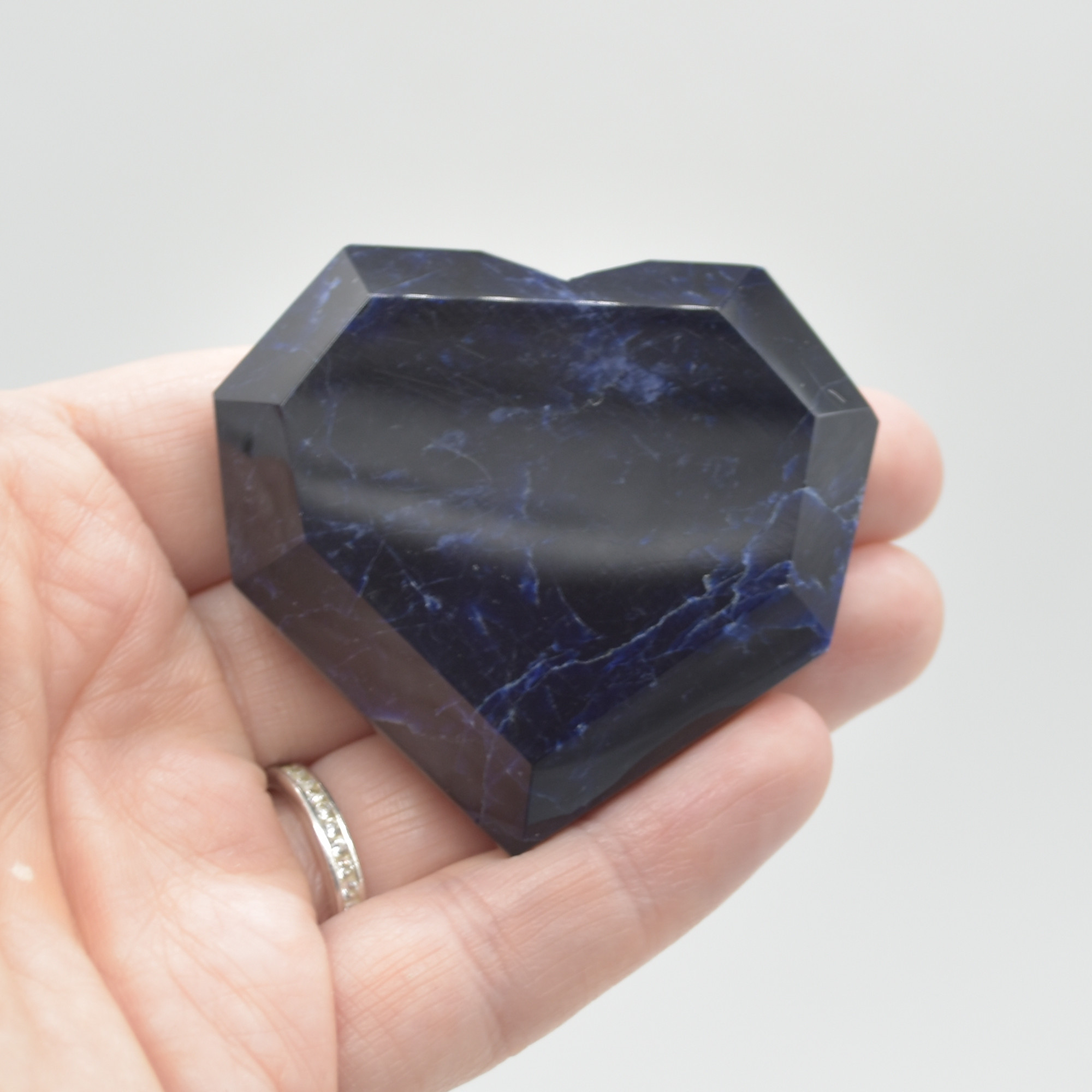 Sodalite Gemstone Faceted Heart - 5cm #06 - Image 6