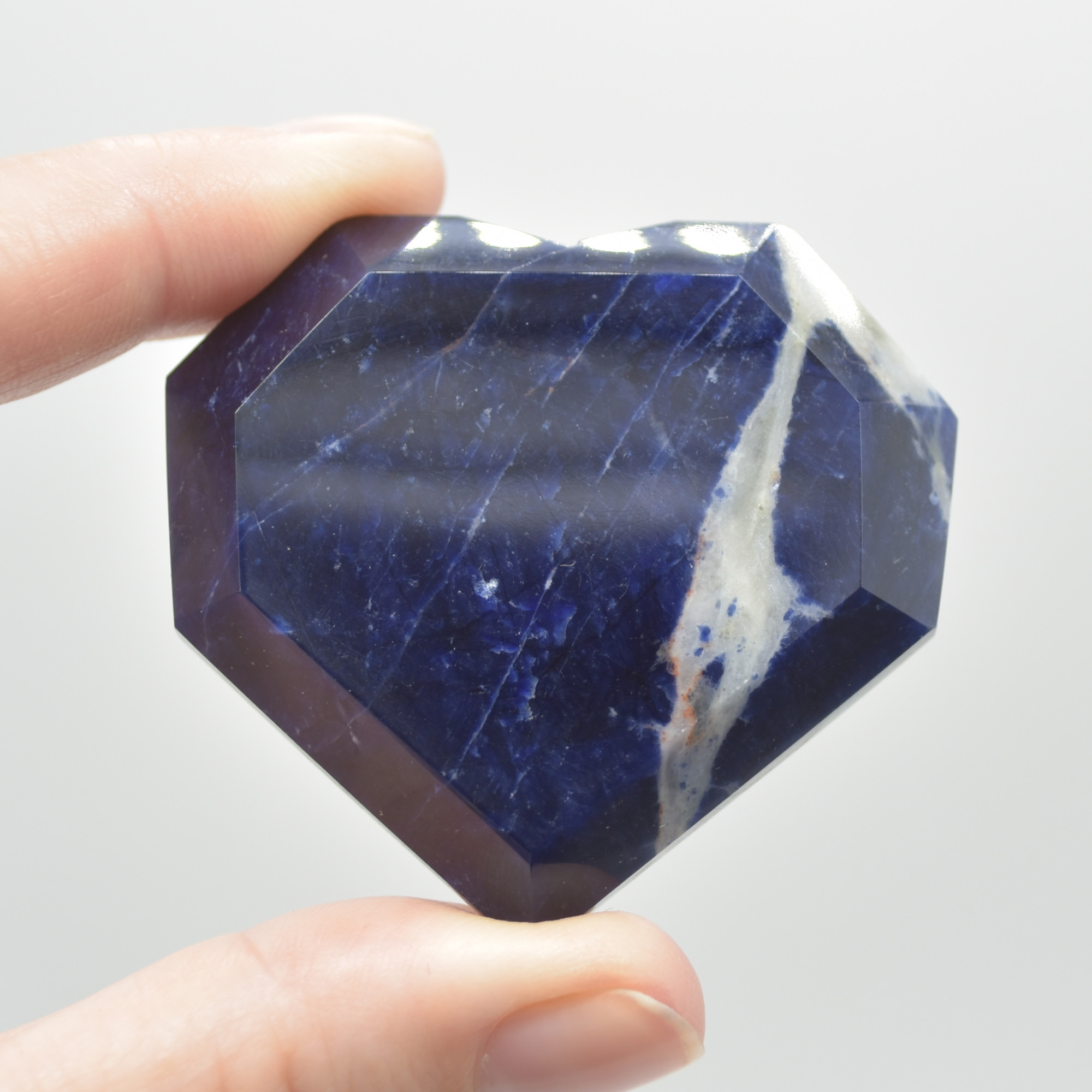 Sodalite Gemstone Faceted Heart - 5cm #07 - Image 2