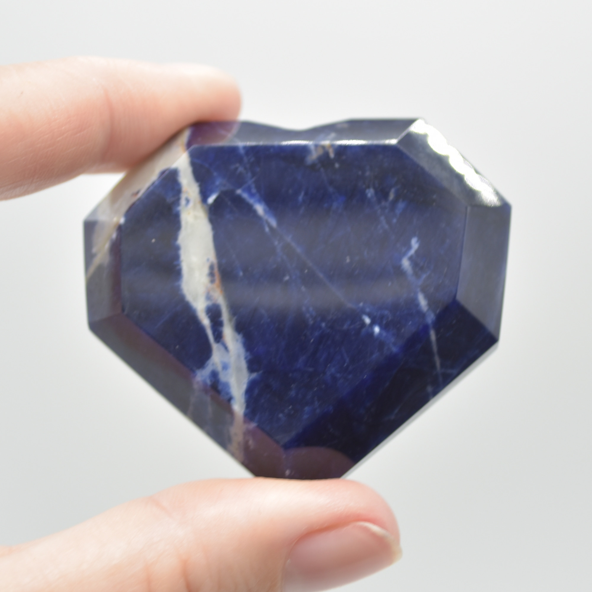 Sodalite Gemstone Faceted Heart - 5cm #07