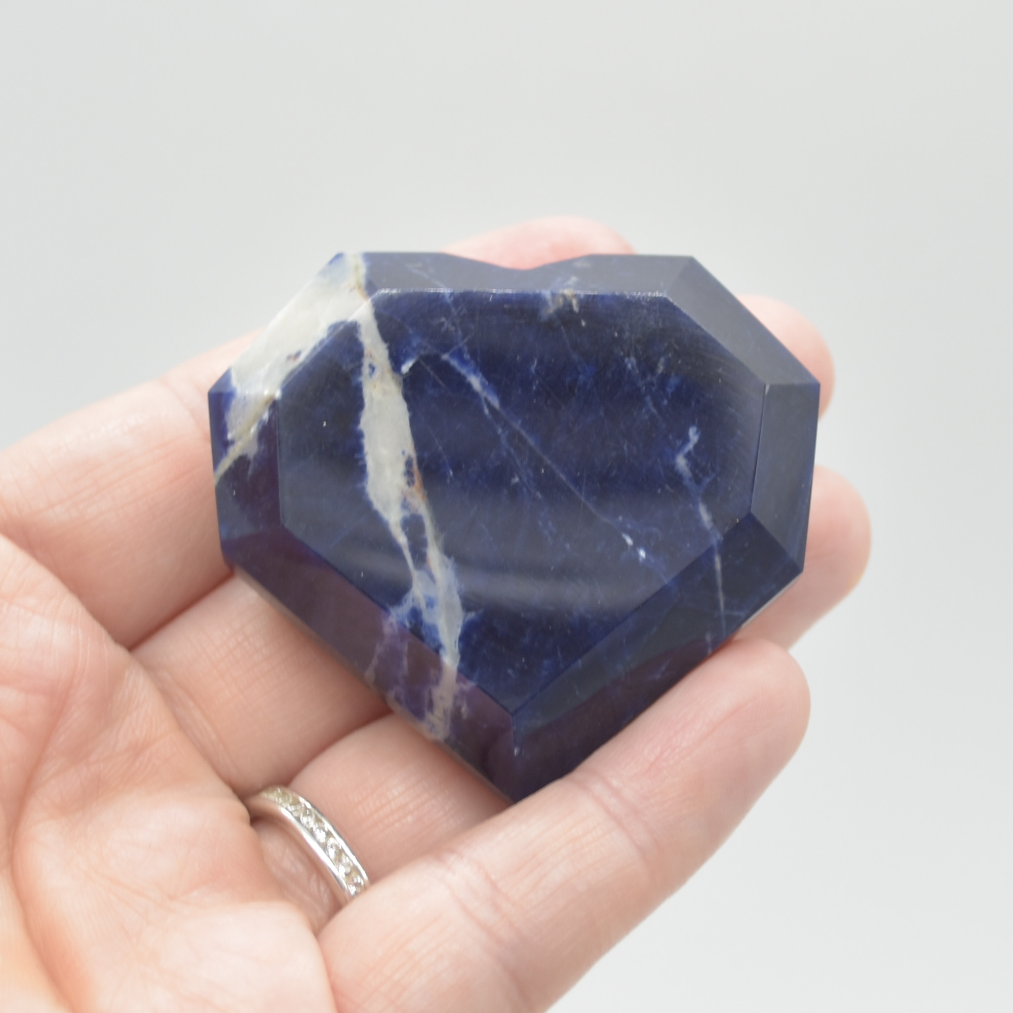 Sodalite Gemstone Faceted Heart - 5cm #07 - Image 6