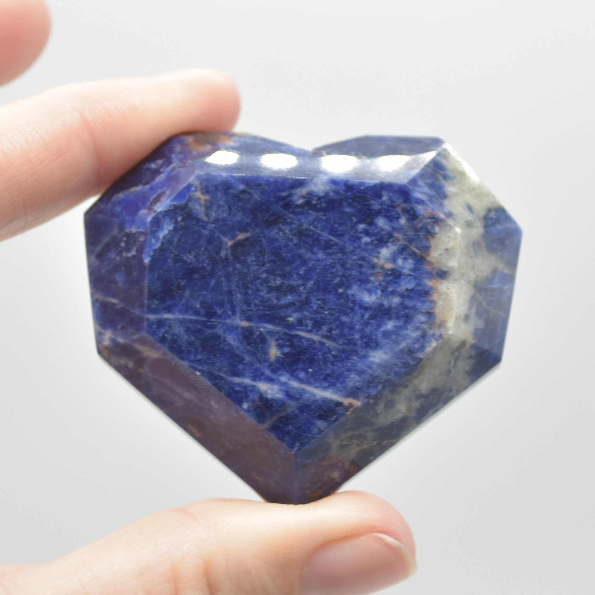 Sodalite Gemstone Faceted Heart - 5cm #08