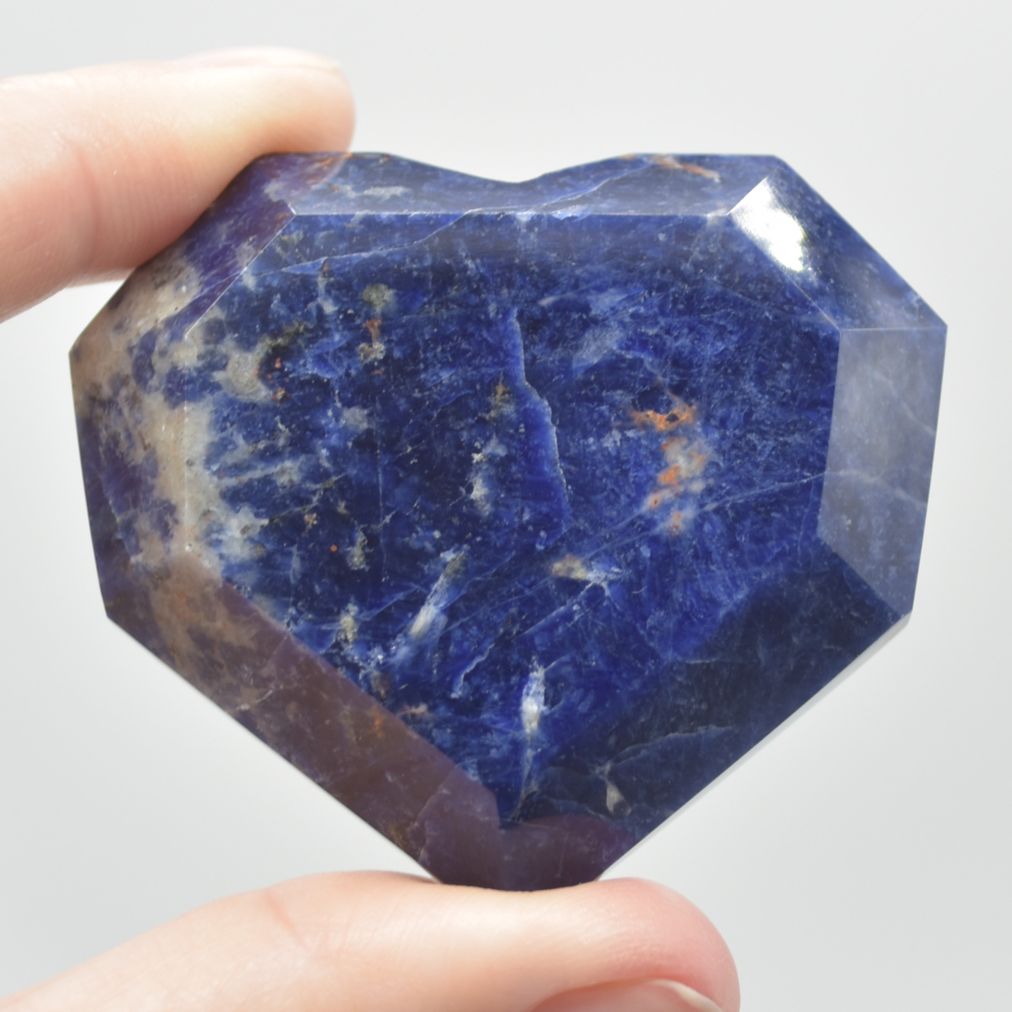 Sodalite Gemstone Faceted Heart - 5cm #08 - Image 3