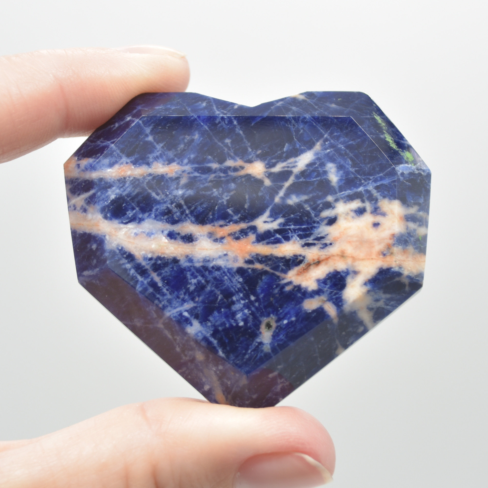 Sodalite Gemstone Faceted Heart - 5cm #09 - Image 2