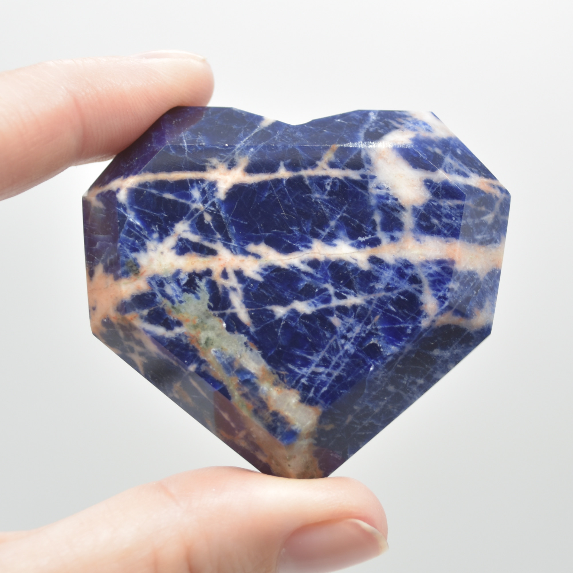 Sodalite Gemstone Faceted Heart - 5cm #09