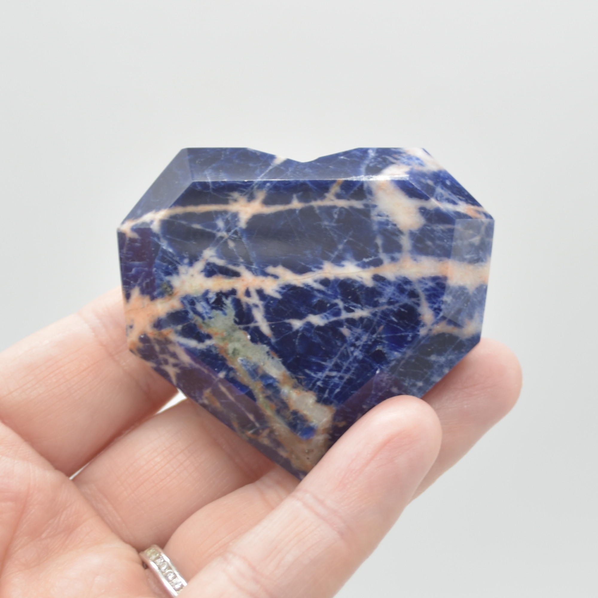 Sodalite Gemstone Faceted Heart - 5cm #09 - Image 6