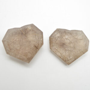 Yellow Rutilated Quartz Gemstone Faceted Heart - 4.5cm #02