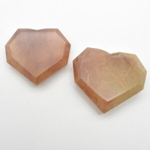 Yellow Rutilated Quartz Gemstone Faceted Heart - 4.5cm - 5cm #04