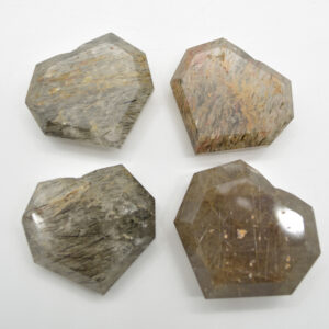 Yellow Rutilated Quartz Gemstone Faceted Heart - 4.7cm - 5cm #05