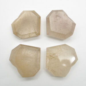 Yellow Rutilated Quartz Gemstone Faceted Heart - 4.5cm - 5cm #06