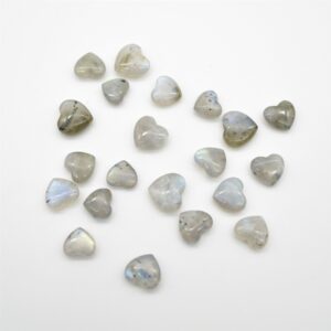 6 Labradorite Mini Hearts - 1cm