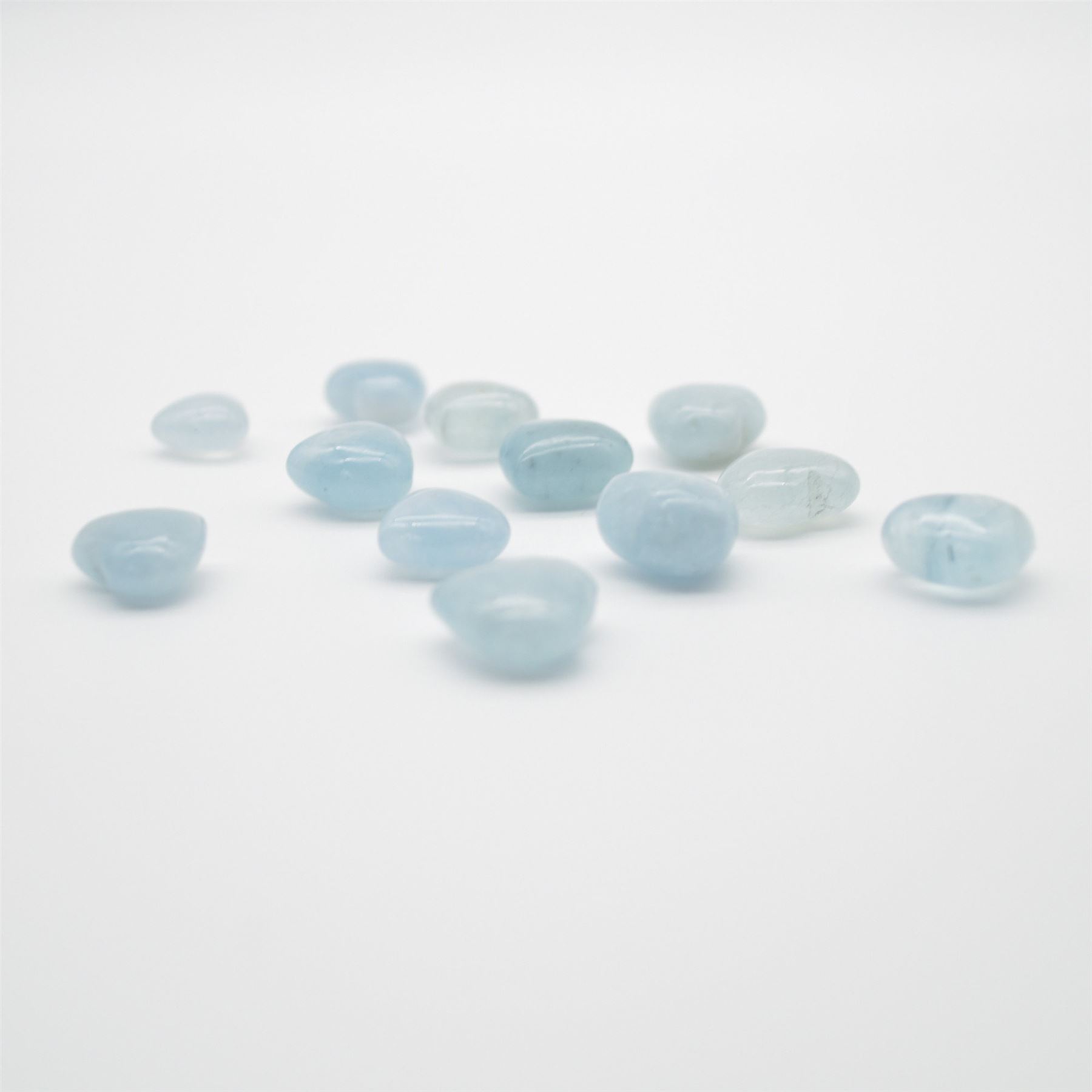 4 Aquamarine Mini Hearts - 1cm - 1.2cm - Image 2