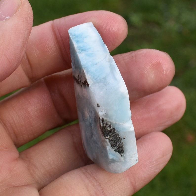 Larimar Dolphin Stone Freeform Raw Slab Slice - 30 grams - #027 - Image 3
