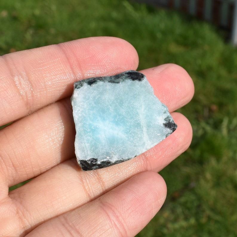Larimar Dolphin Stone Freeform Raw Slab Slice - 14 grams - #09