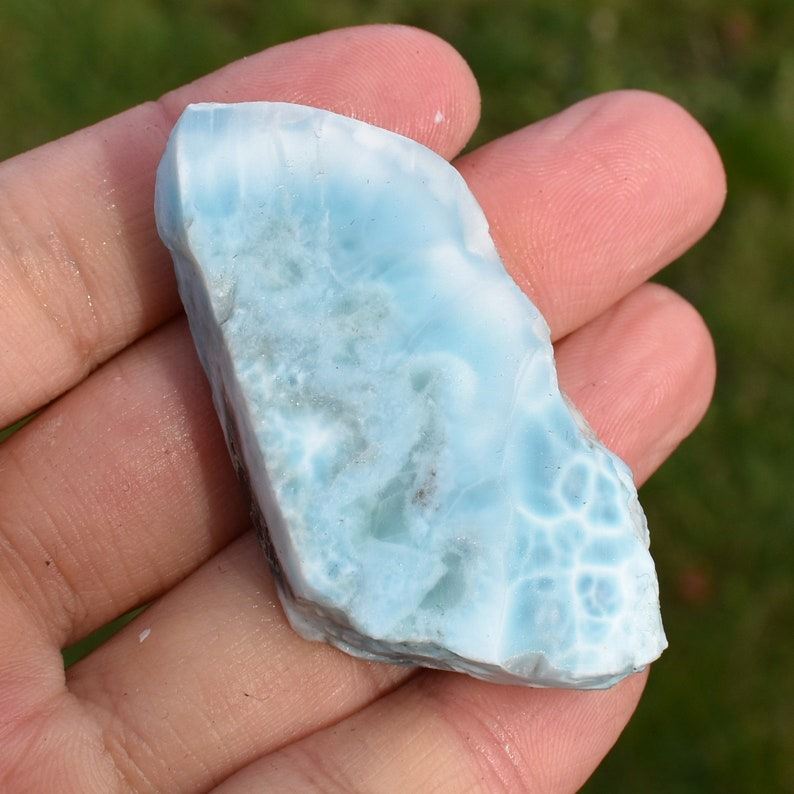Larimar Dolphin Stone Freeform Raw Slab Slice - 32 grams - #038