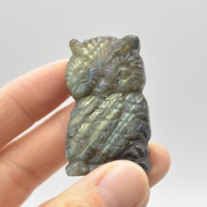 Labradorite Owl - 38 grams - 4.5cm x 2.5cm x 1.3cm #022