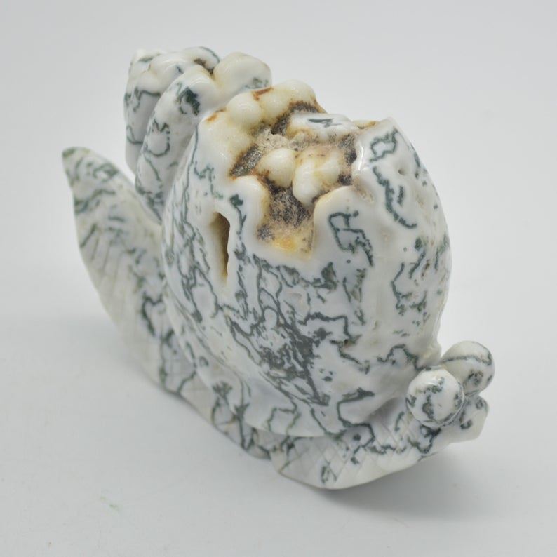 Moss Agate Crystal Snail - 9cm x 13cm x 4.5cm - 528 grams - #07 - Image 3