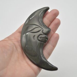 Rainbow Obsidian Moon Face - 58 grams - 10.5cm x 4cm x 1cm
