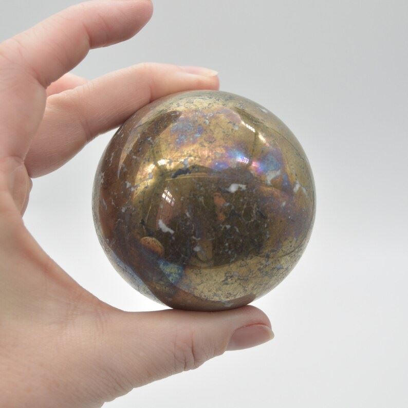Pyrite Crystal Sphere Ball - 641 grams - 6cm - Image 3