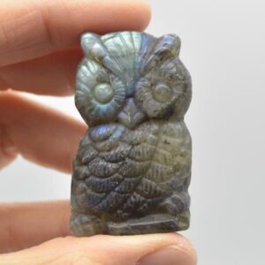 Labradorite Owl - 34 grams - 4.5cm x 2.5cm  x 1.3cm - #03
