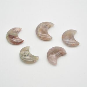 Flower Agate Crescent Moon - 5cm