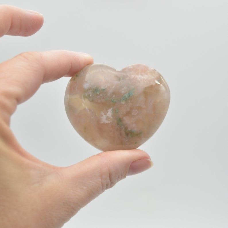 Flower Agate Heart - 5cm - 55 - 75 grams - Image 3