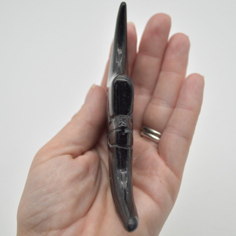 Black Obsidian Moon Face - 75 grams - 11.5cm x 5cm x 1.1cm - Image 6