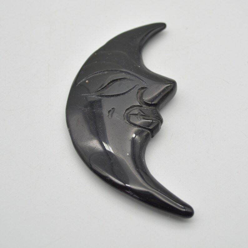 Black Obsidian Moon Face - 75 grams - 11.5cm x 5cm x 1.1cm - Image 2