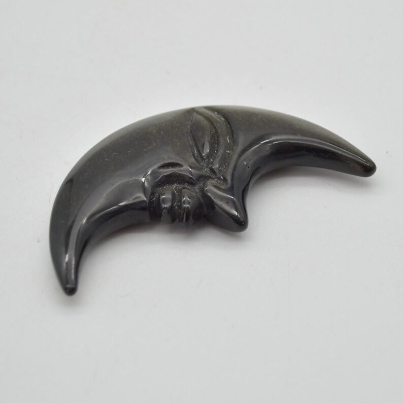 Golden Sheen Obsidian Moon with Face - 38g - 8cm x 4cm x 1cm - Image 2