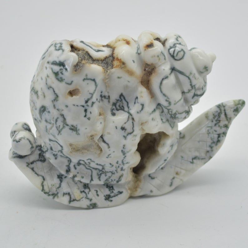 Moss Agate Crystal Snail - 9cm x 13cm x 4.5cm - 528 grams - #07 - Image 2