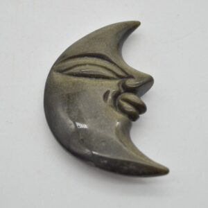 Golden Sheen Obsidian Moon with Face - 47g - 7.5cm x 4.5cm x 1.1cm