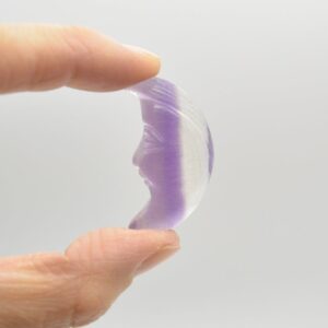Rainbow Fluorite Crescent Moon With Carved Face - 4cm - #02