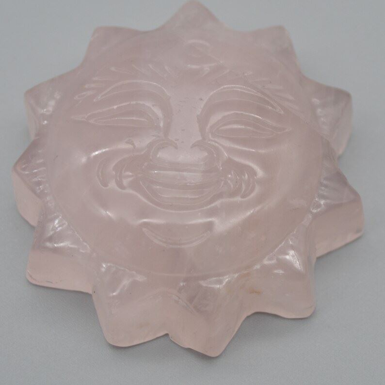 Rose Quartz Sun with Face - 67 grams - 5cm x 1.7cm - Image 3