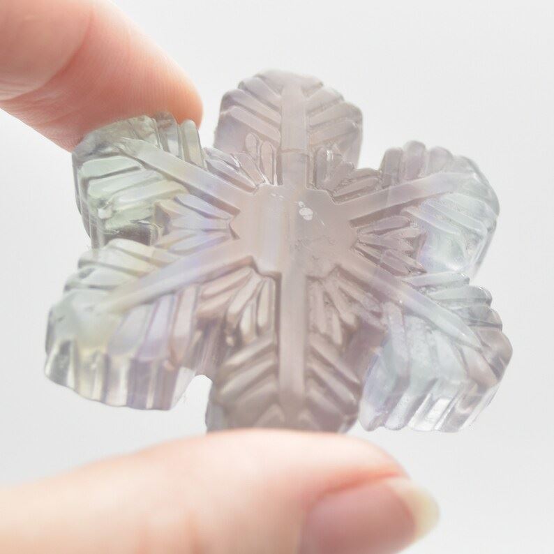 Rainbow Fluorite Snowflake - 49 grams - 5cm x 1cm - Image 5