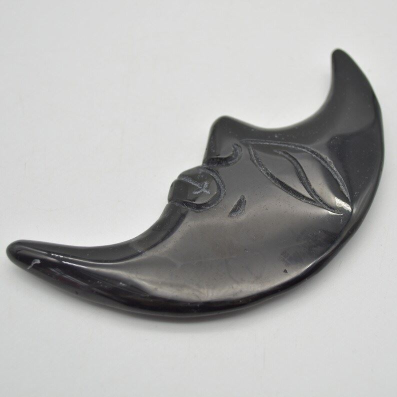 Black Obsidian Moon Face - 75 grams - 11.5cm x 5cm x 1.1cm - Image 5