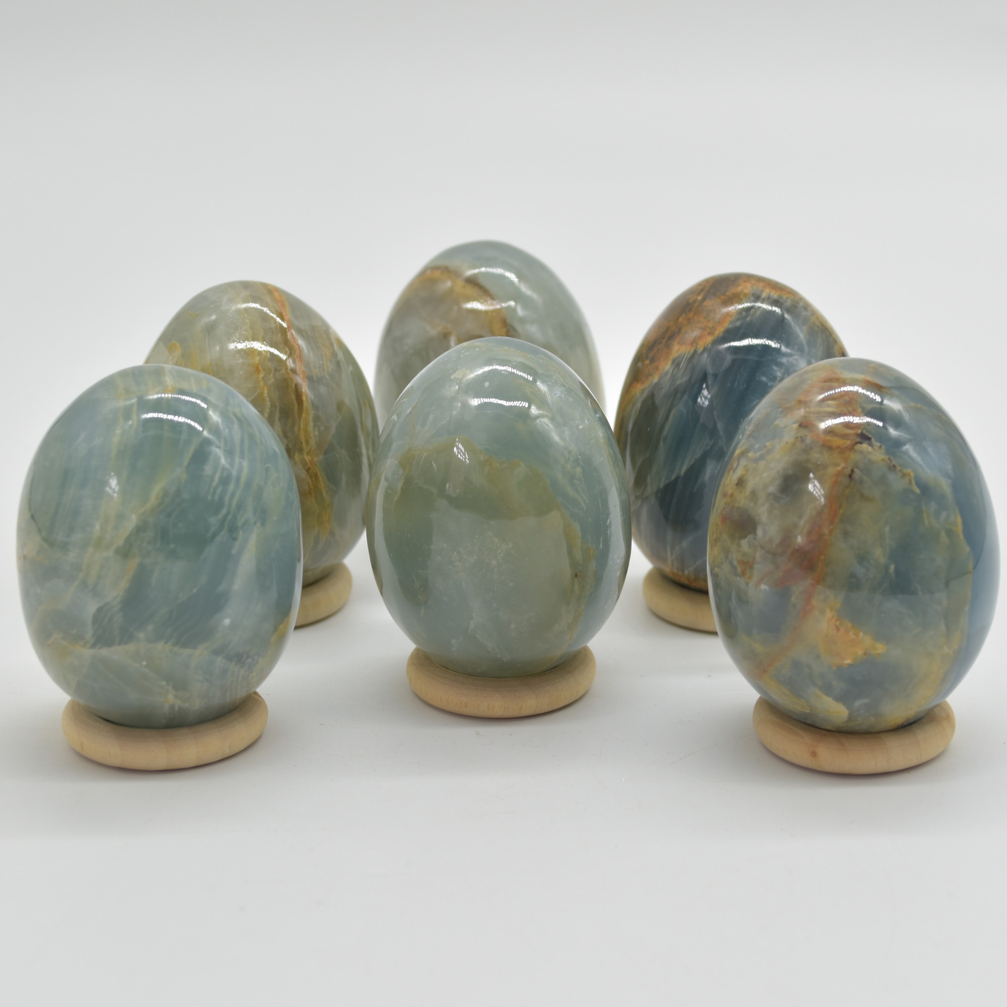 Blue Onyx Lemerian Aquatine Calcite Crystal Egg - 130 - 150 grams - Image 2