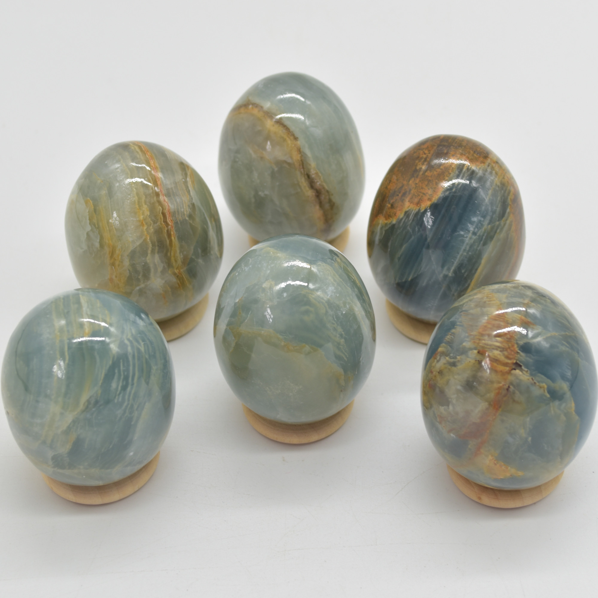 Blue Onyx Lemerian Aquatine Calcite Crystal Egg - 130 - 150 grams - Image 3