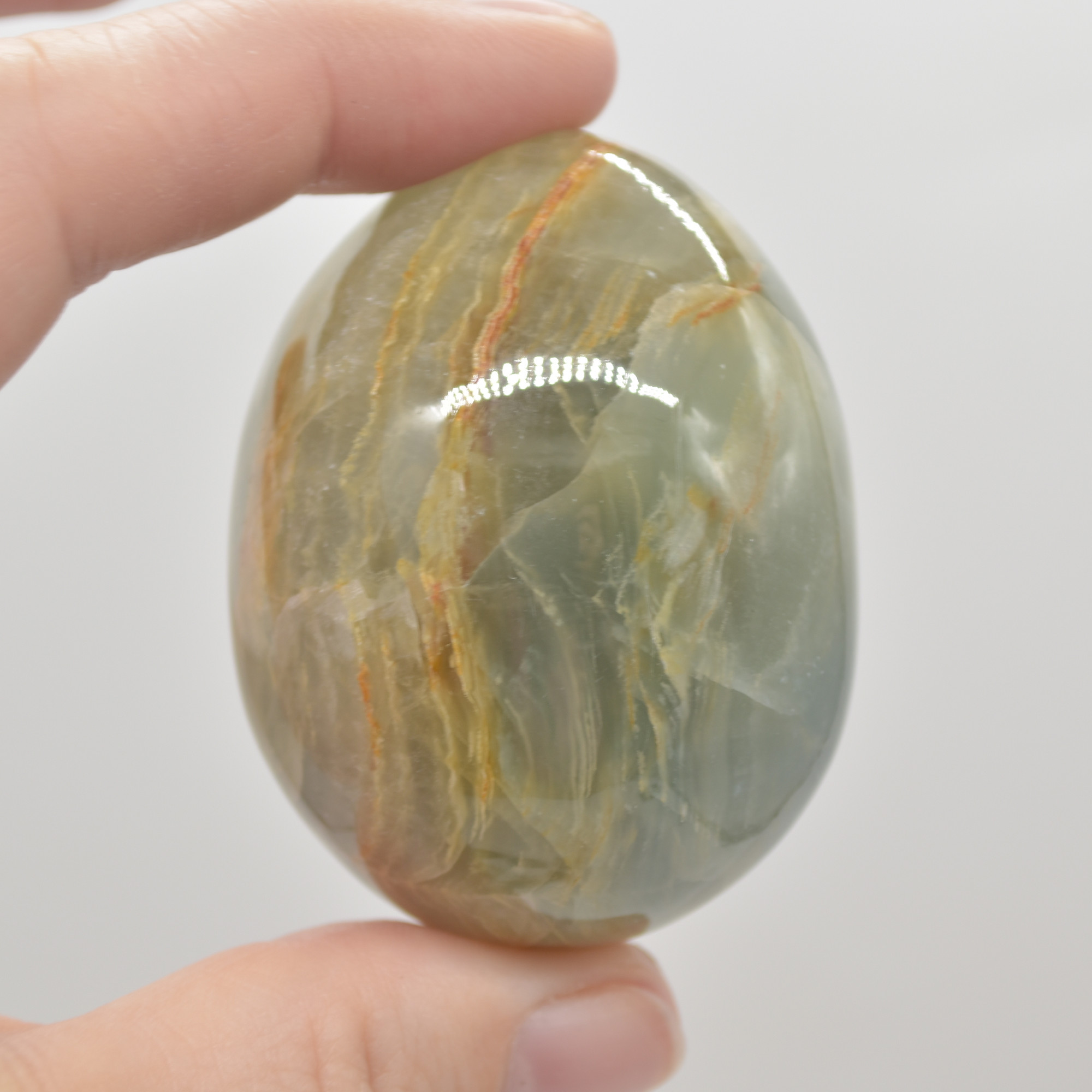 Blue Onyx Lemerian Aquatine Calcite Crystal Egg - 130 - 150 grams - Image 4
