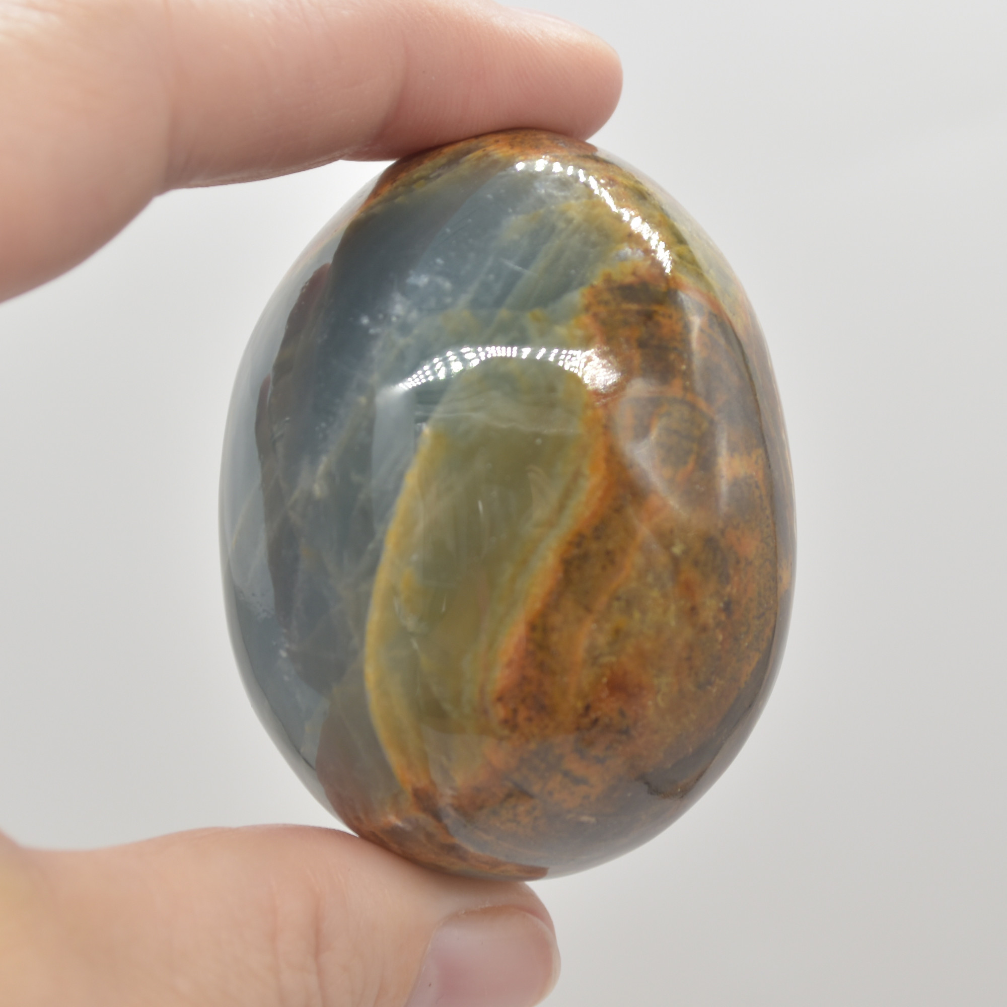 Blue Onyx Lemerian Aquatine Calcite Crystal Egg - 130 - 150 grams - Image 5