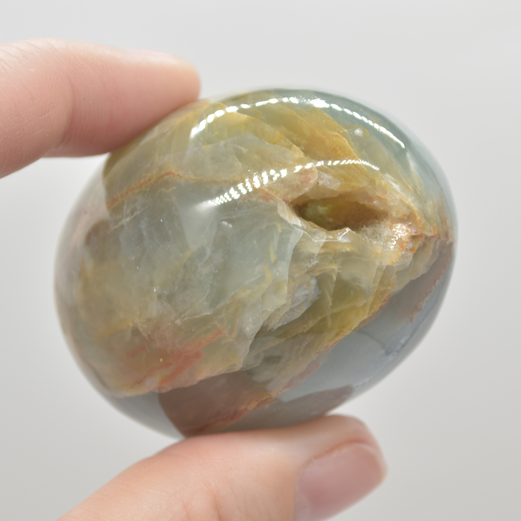 Blue Onyx Lemerian Aquatine Calcite Crystal Egg - 130 - 150 grams - Image 7