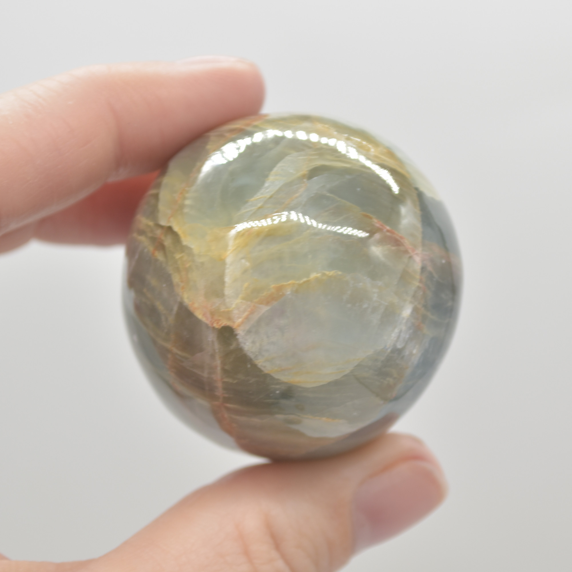 Blue Onyx Lemerian Aquatine Calcite Crystal Egg - 130 - 150 grams - Image 8