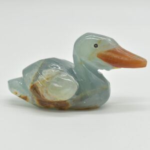 Blue Onyx (Lemurian Aquatine Calcite) Crystal Carved Duck - 136 grams #01