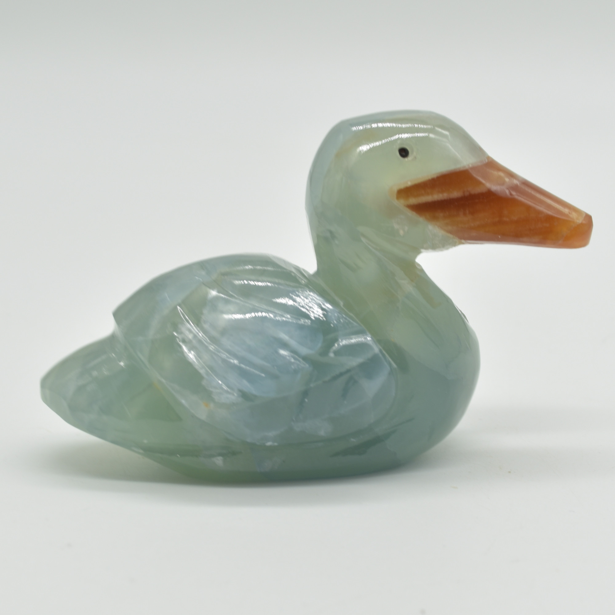 Blue Onyx (Lemurian Aquatine Calcite) Crystal Carved Duck - 237 grams #02 - Image 2