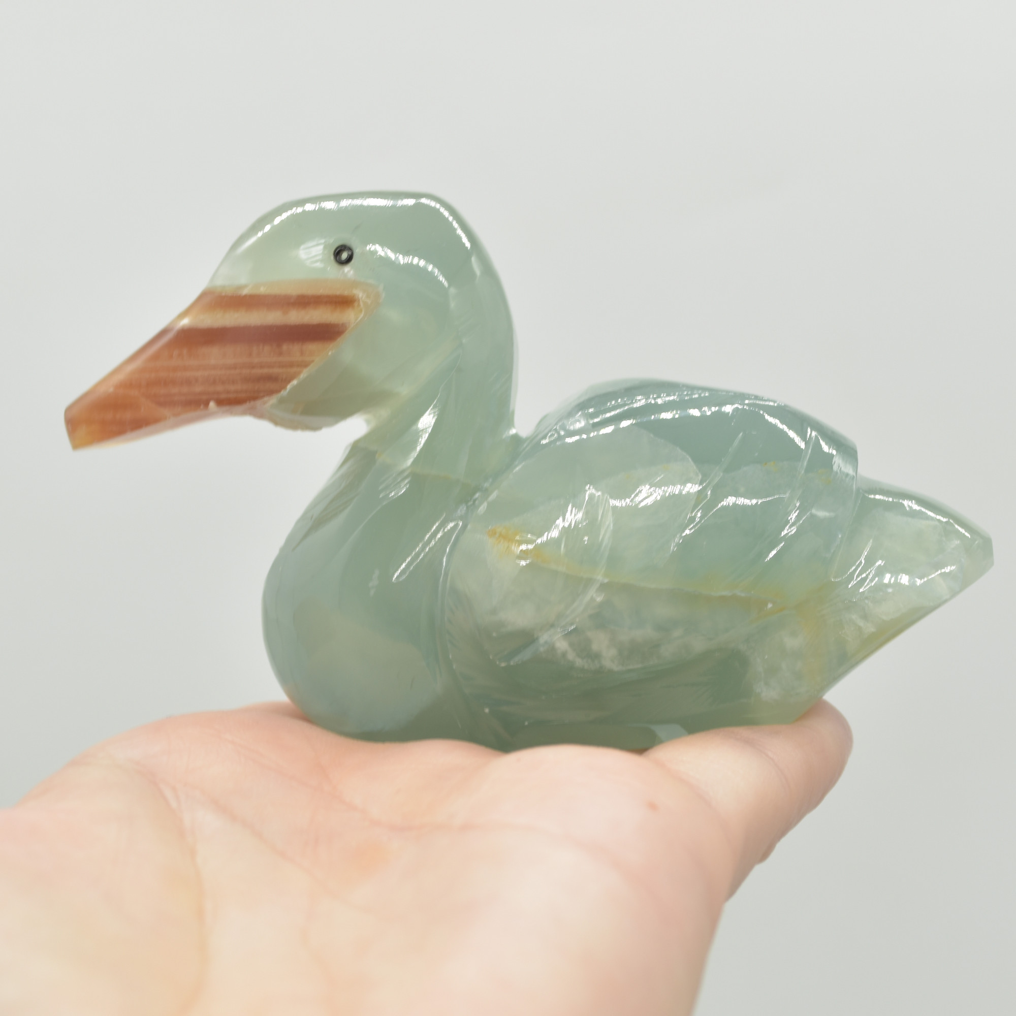 Blue Onyx (Lemurian Aquatine Calcite) Crystal Carved Duck - 237 grams #02 - Image 4