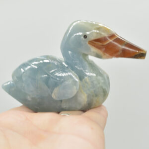 Blue Onyx (Lemurian Aquatine Calcite) Crystal Carved Duck - 206 grams #03