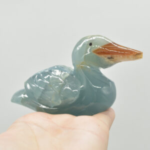 Blue Onyx (Lemurian Aquatine Calcite) Crystal Carved Duck - 261 grams #06