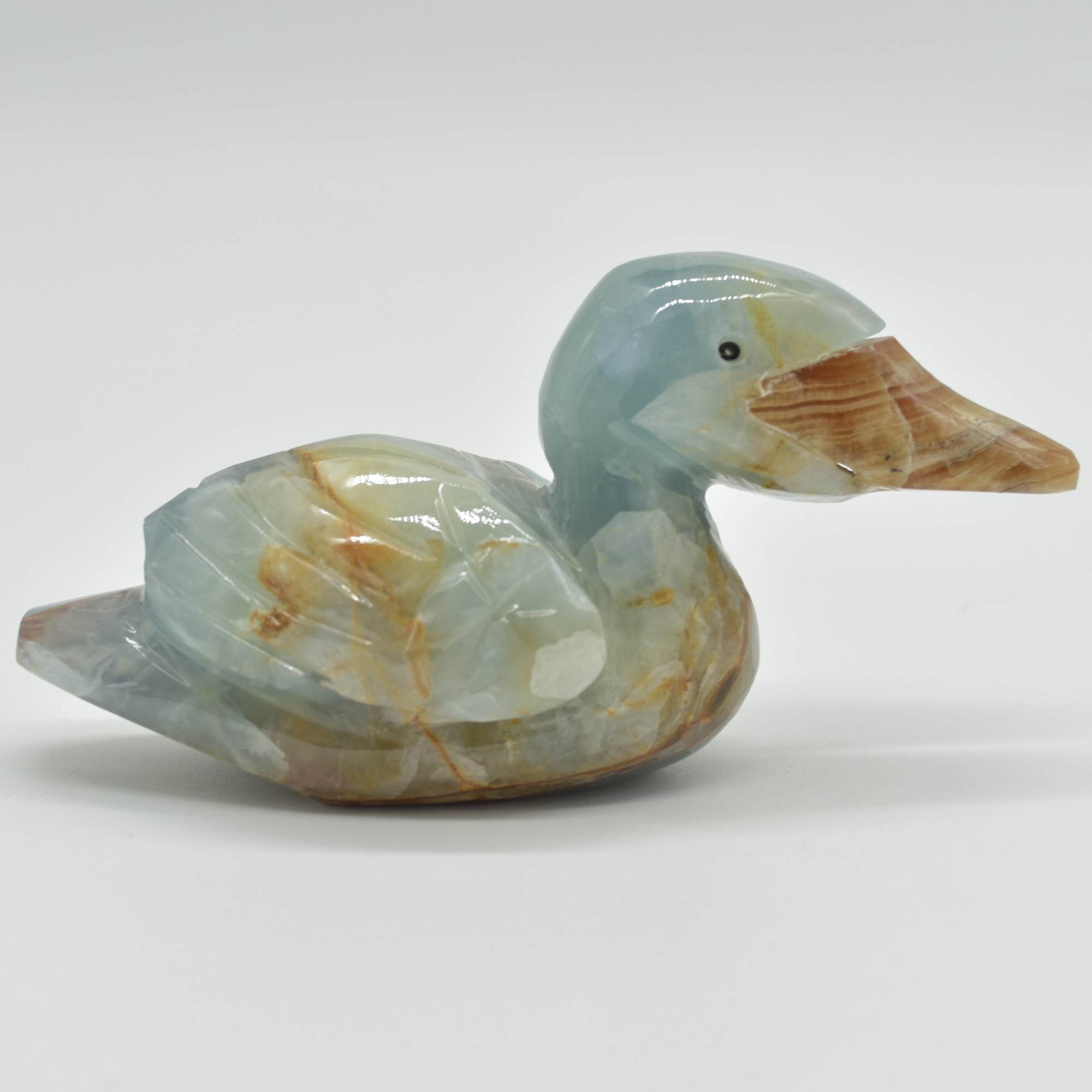 Blue Onyx (Lemurian Aquatine Calcite) Crystal Carved Duck - 191 grams #07 - Image 2