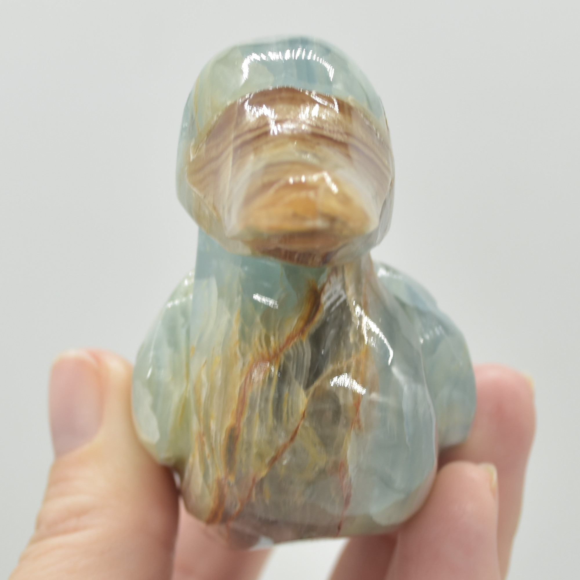 Blue Onyx (Lemurian Aquatine Calcite) Crystal Carved Duck - 191 grams #07 - Image 3